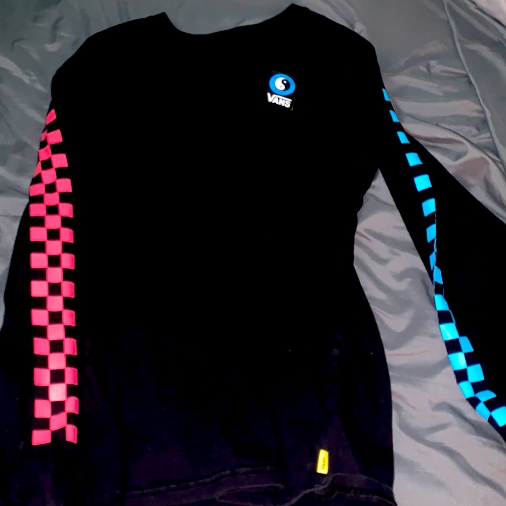 Red and blue checkered vans shirt